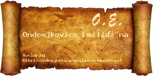 Ondrejkovics Emiliána névjegykártya